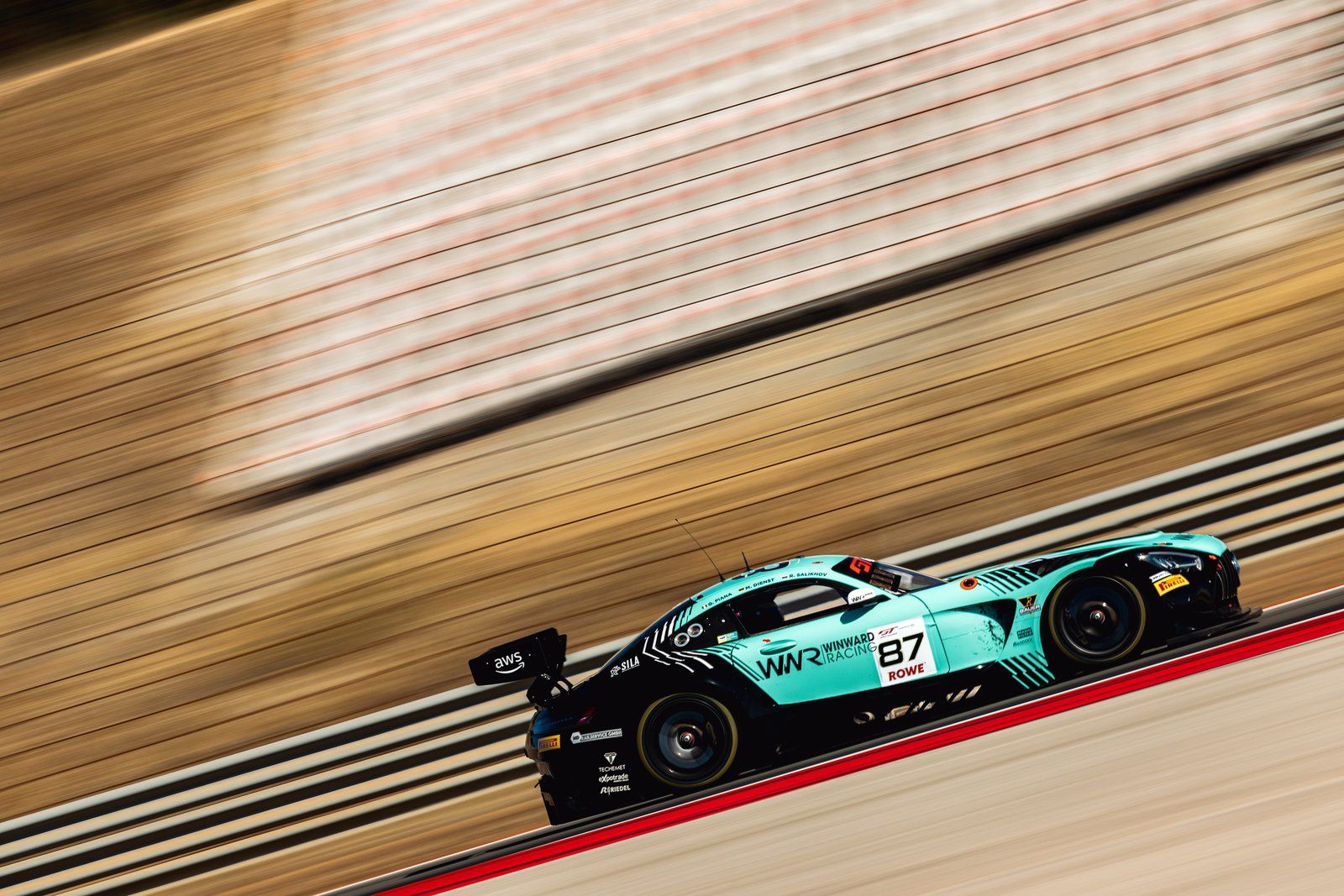 GT3 car past the grandstand
